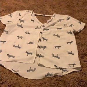 Button up blouse. Kind of like a crop top